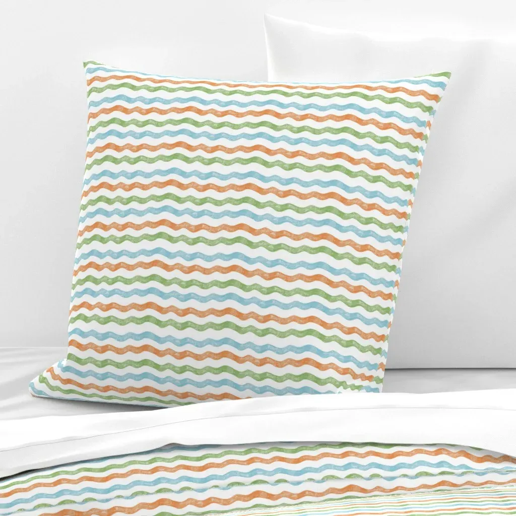 Blue Seahorse Stripes Euro Pillow Sham - Light Blue product