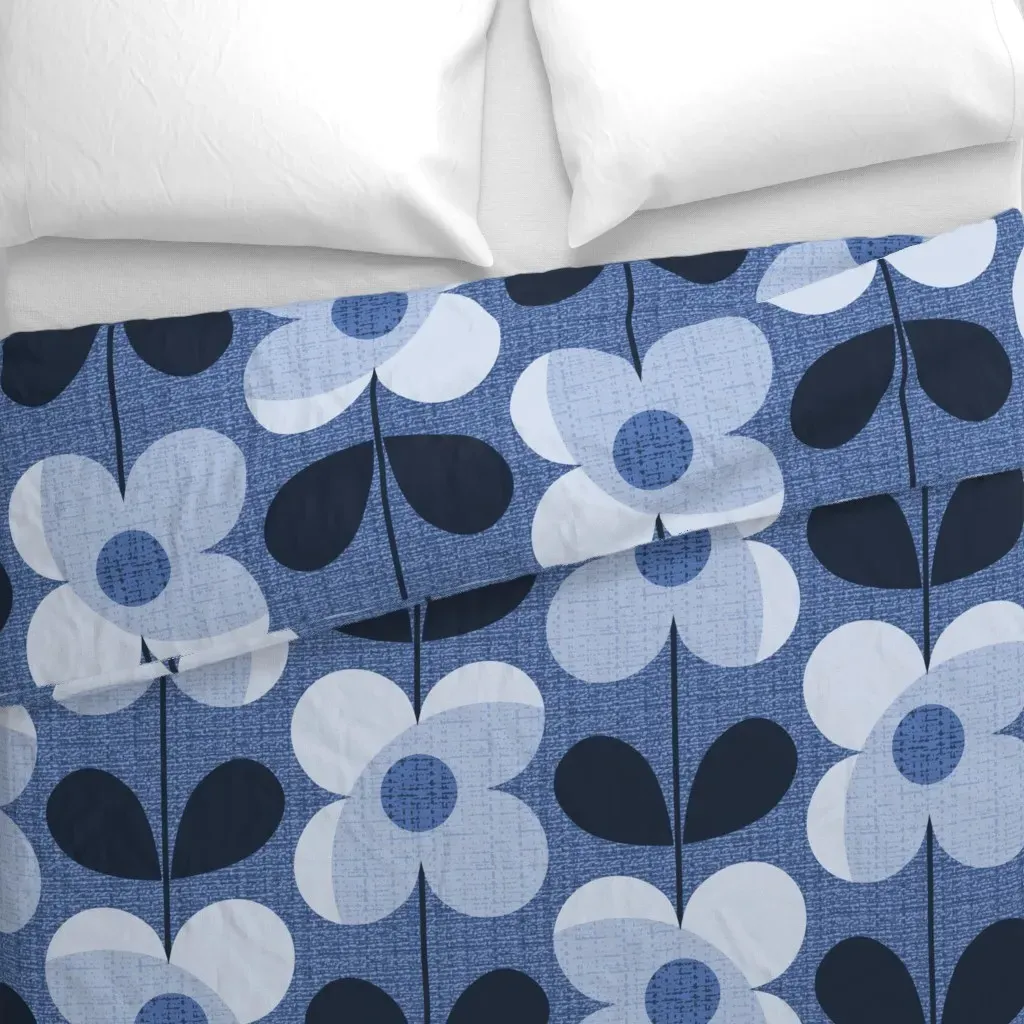 Blue Shadow Blooms Jumbo Duvet Cover - Light Blue alternate view