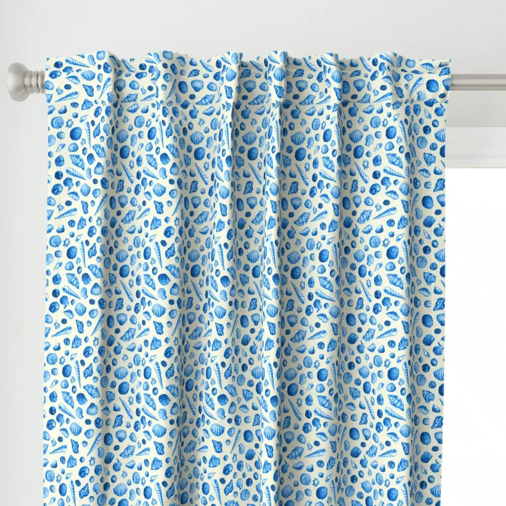 Blue Shell Dreaming Curtain Panel - Blue alternate view