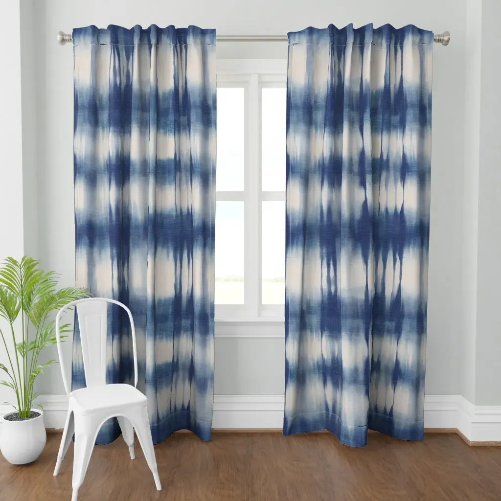 Blue Shibori Tie-Dye Curtain Panel - Indigo product
