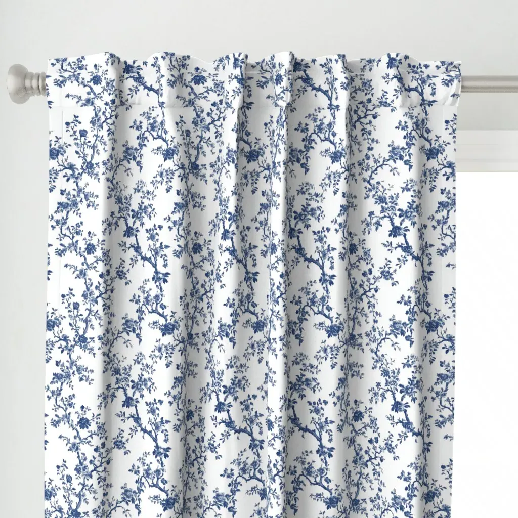 Blue Toile Curtain Panel - Blue alternate view