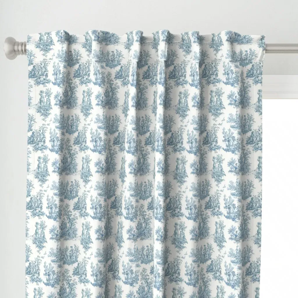 Blue Toile Curtain Panel - Blue alternate view