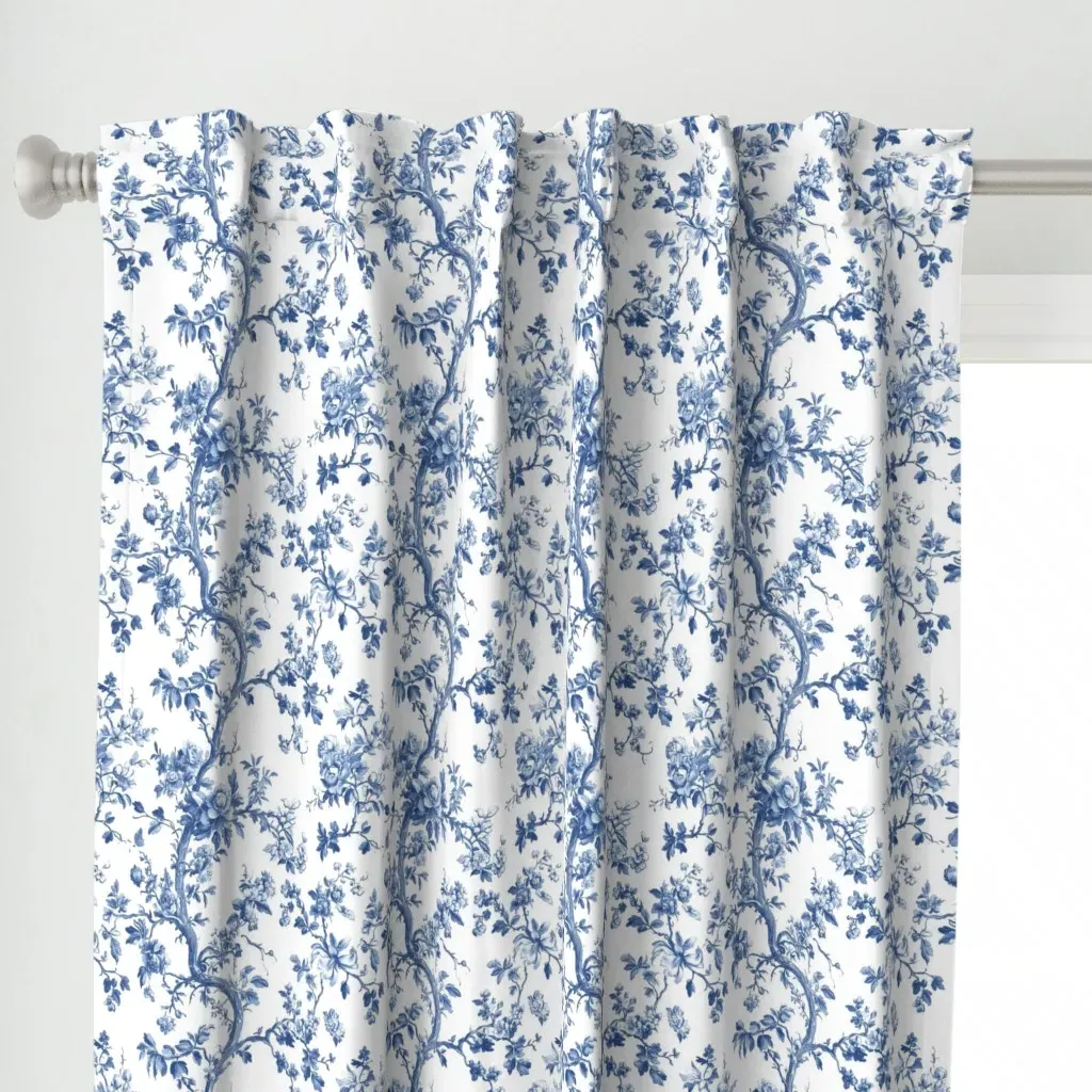 Blue Toile Pattern Curtain Panel alternate view