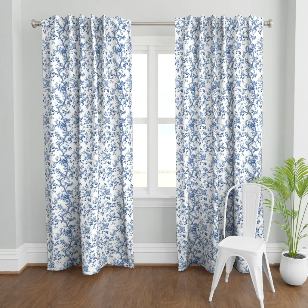 Blue Toile Pattern Curtain Panel product