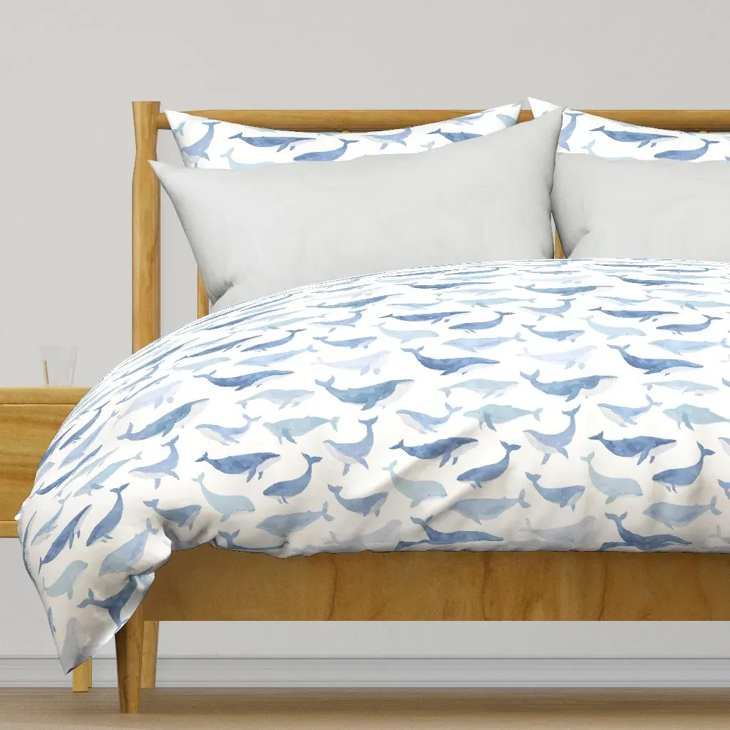 Blue Watercolor Whales Large Duvet Cover - Blue product