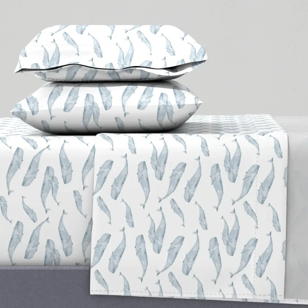 Blue Whale Ocean Animals Twin Sheet Set - Light Blue product