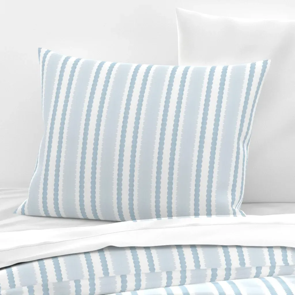 Blue White Watercolor Stripe Standard Pillow Cover - Light Blue, Cotton Sateen product