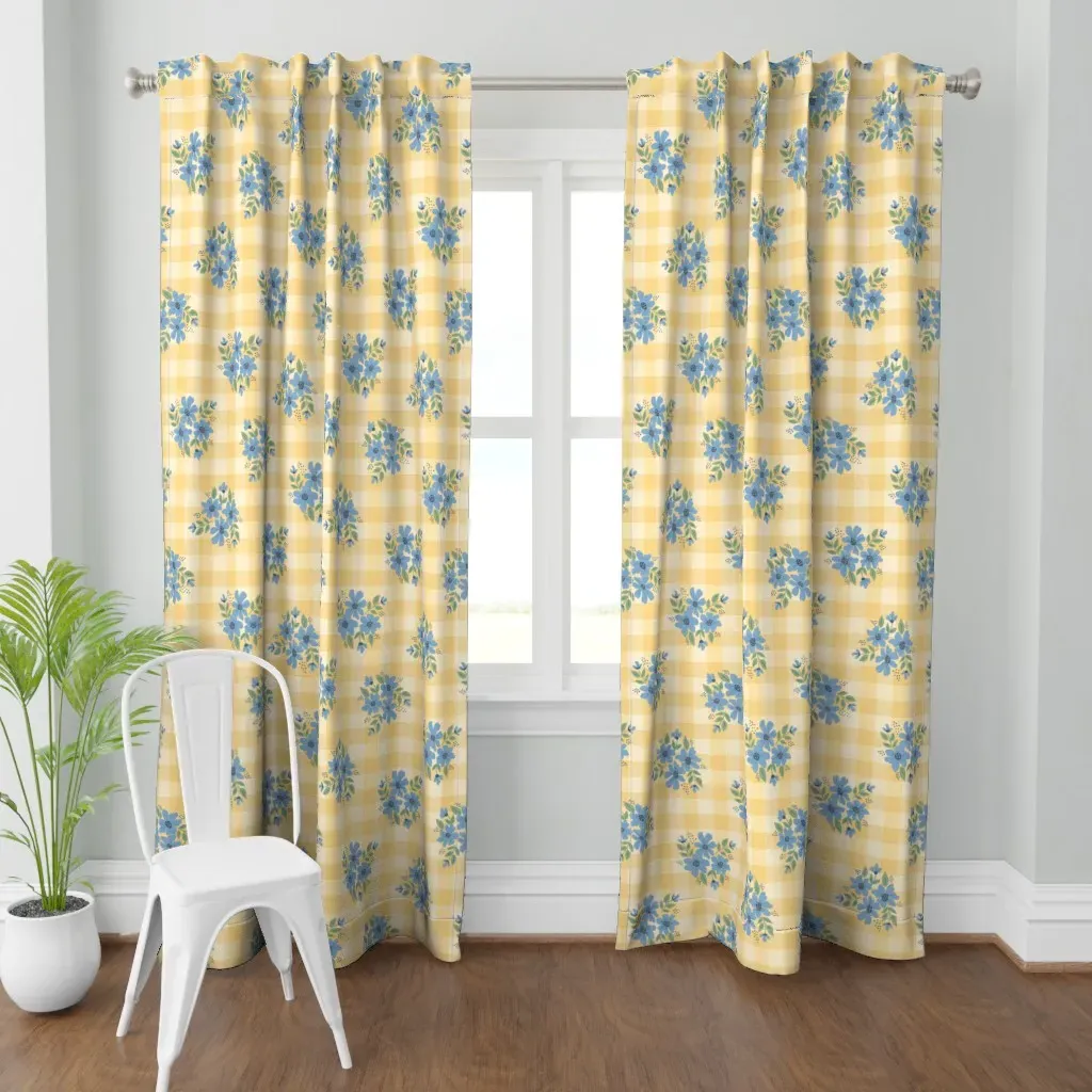 Blue Wildflower Bouquets Curtain Panel - Light Blue product