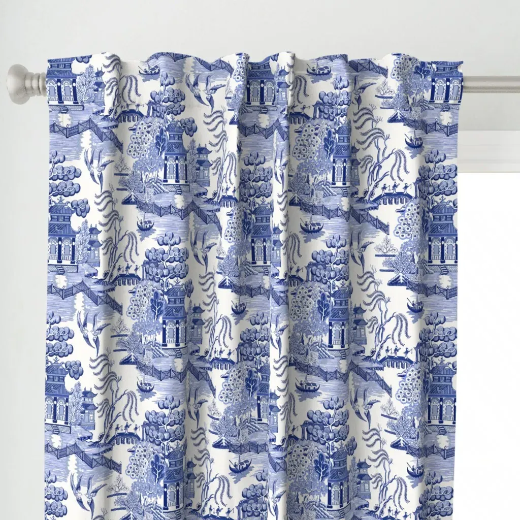 Blue Willow Curtain Panel - Blue alternate view