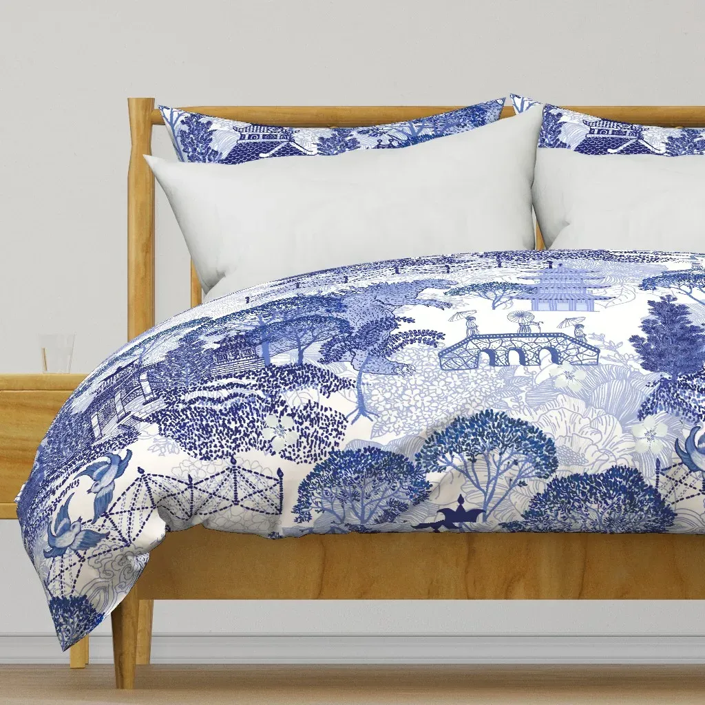 Blue Willow Godzilla Large Duvet Cover - Blue product