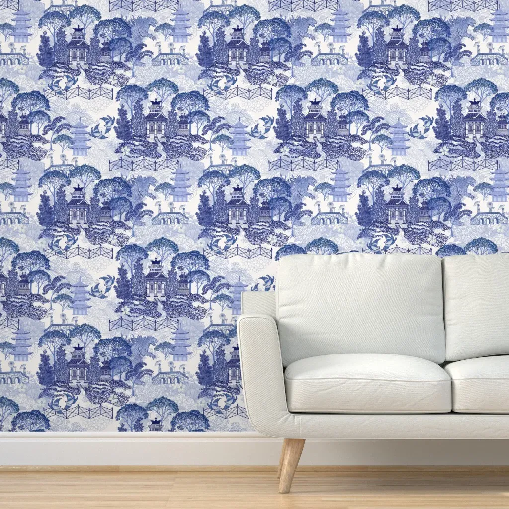 Blue Willow Godzilla Peel and Stick Wallpaper - Blue product