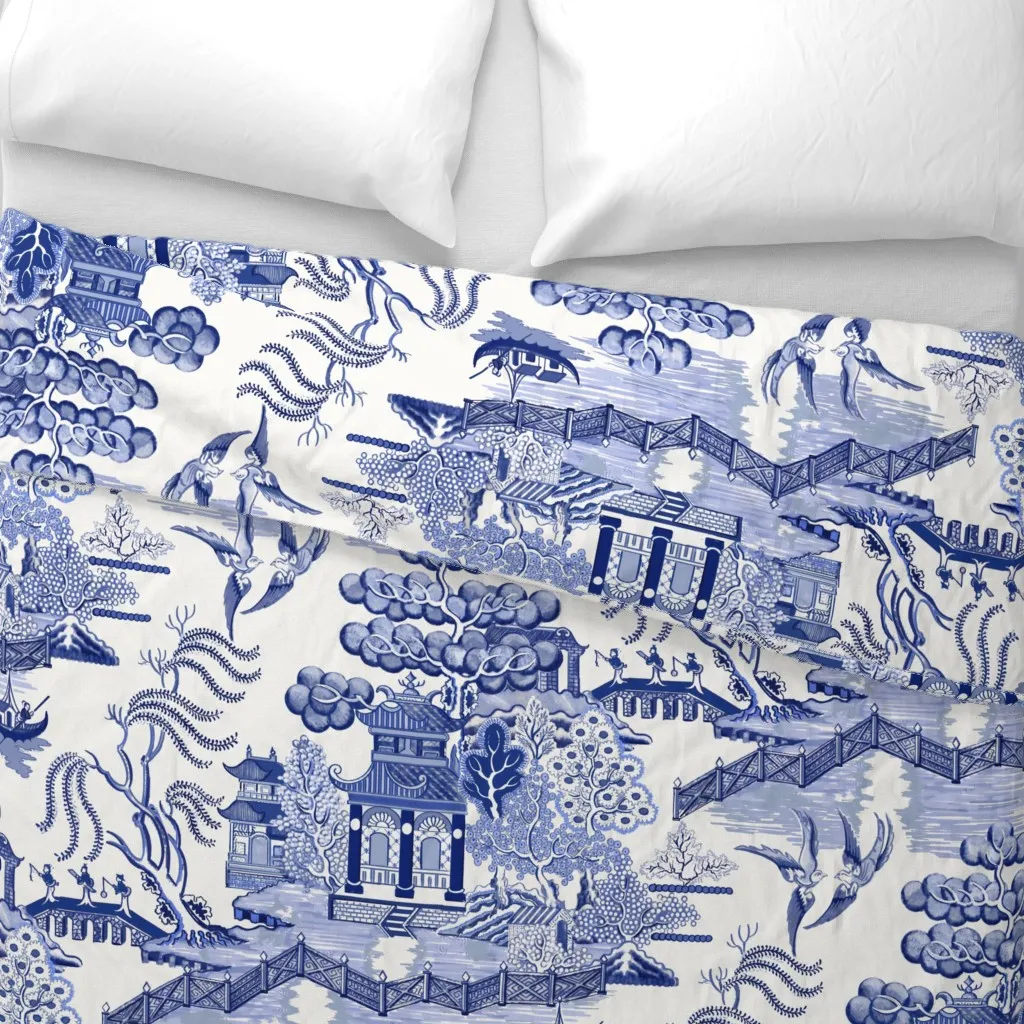 Blue Willow Large Duvet Cover - Blue alternate view