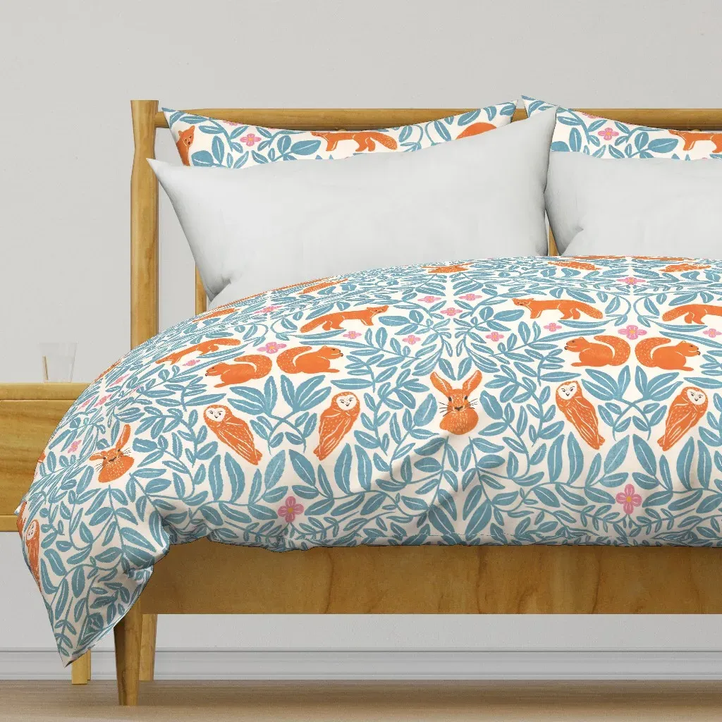 Blue Woodland Animals Duvet Cover - Orange product