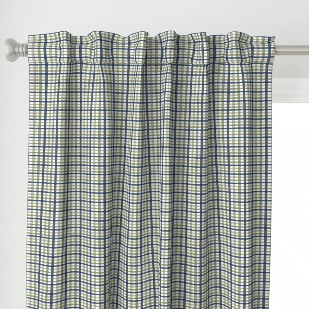 Blueberry Checkered Plaid Curtain Panel - Navy Blue alternate view