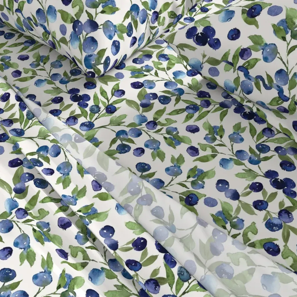 Blueberry Vines Large Full Sheet Set - Blue alternate view