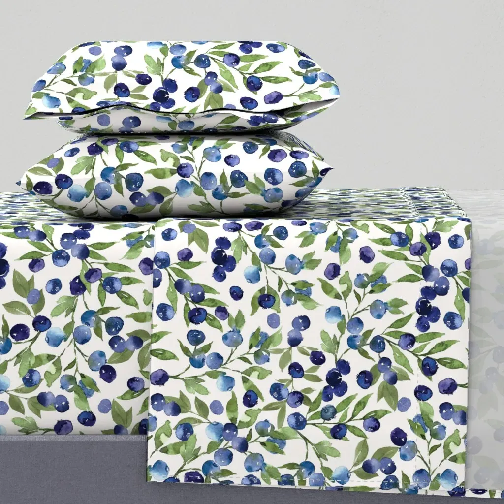 Blueberry Vines Large Full Sheet Set - Blue product