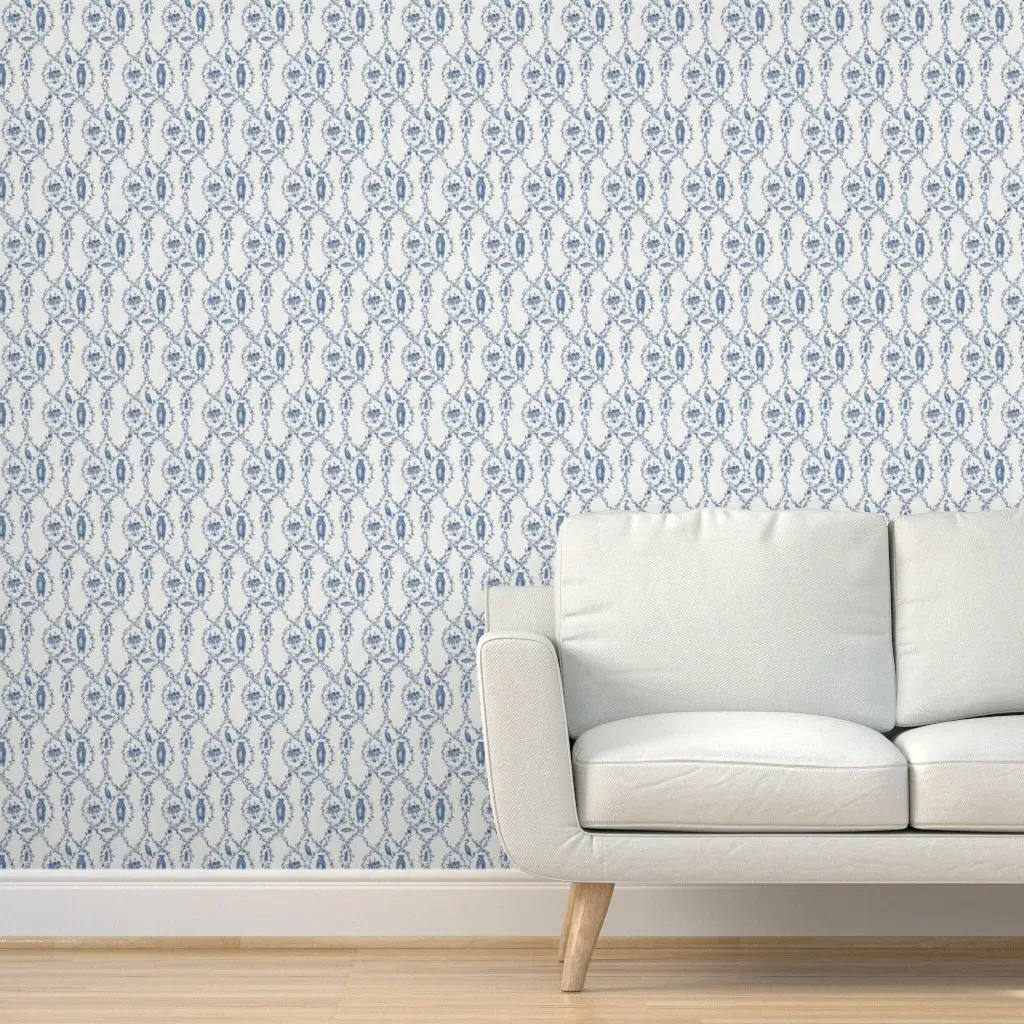 Blueberry Woods Toile Peel and Stick Wallpaper - Blue, Gray product