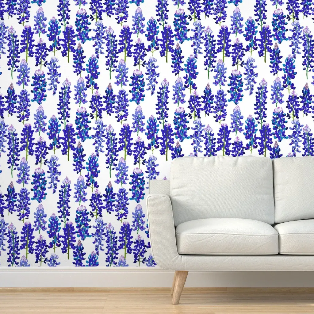 Bluebonnets Peel and Stick Wallpaper - Blue, White product
