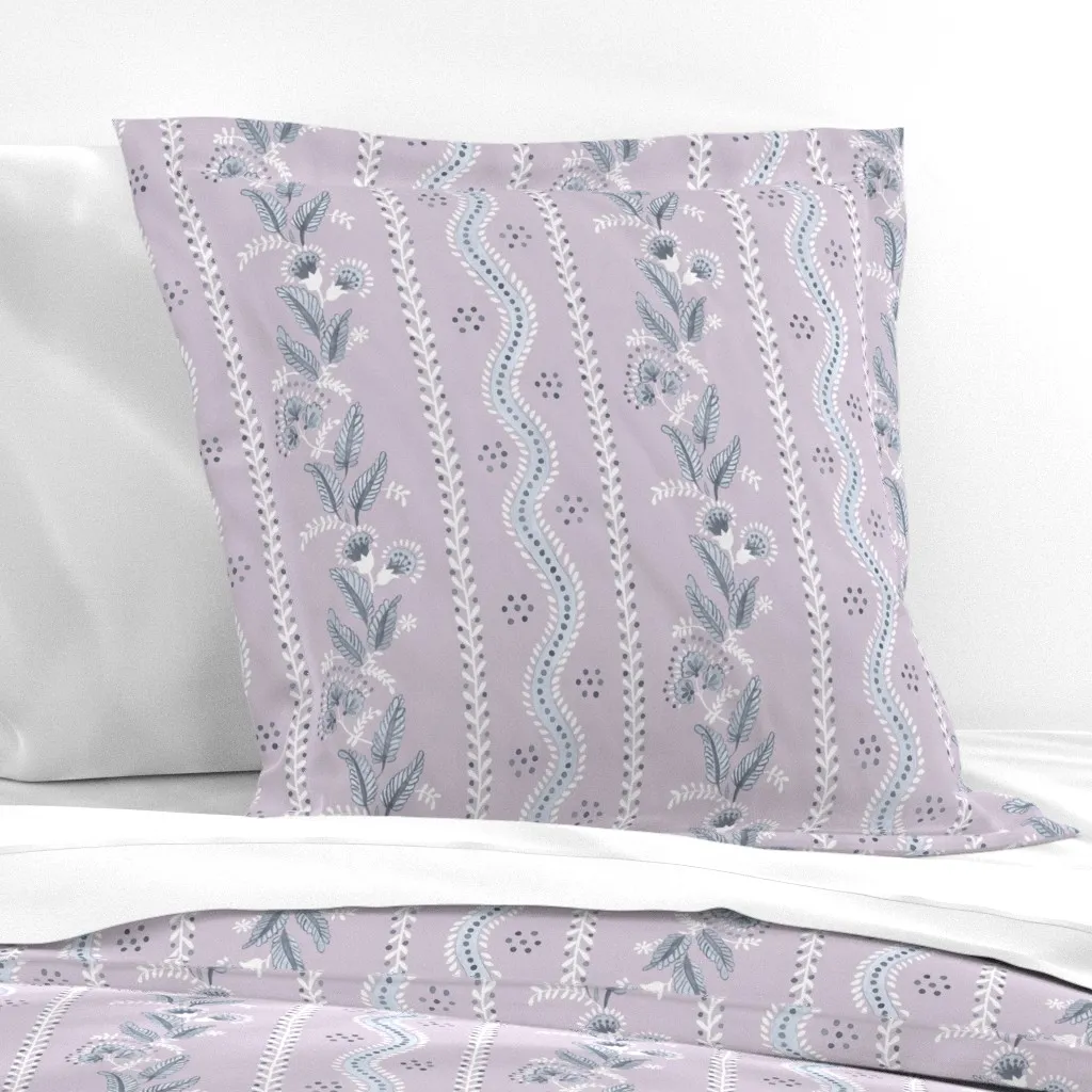 Blues On Lilac Emma Stripe Euro Pillow Sham - Lavender product