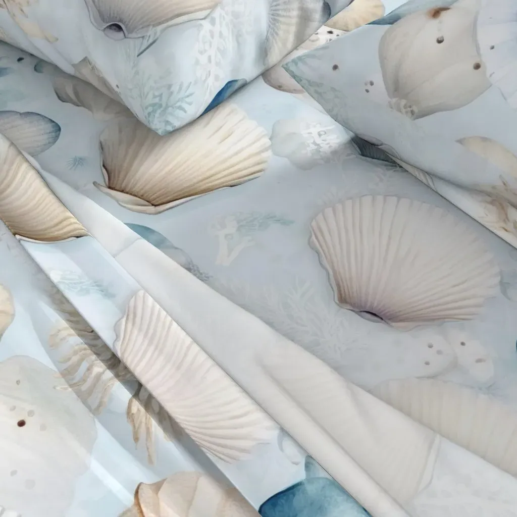 Blues Shells II Queen Sheet Set - White alternate view