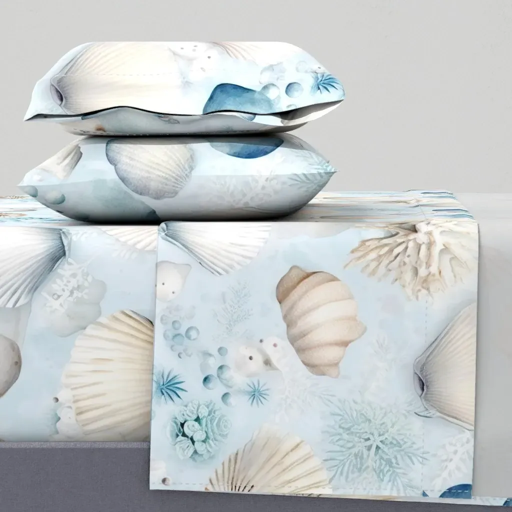 Blues Shells II Queen Sheet Set - White product