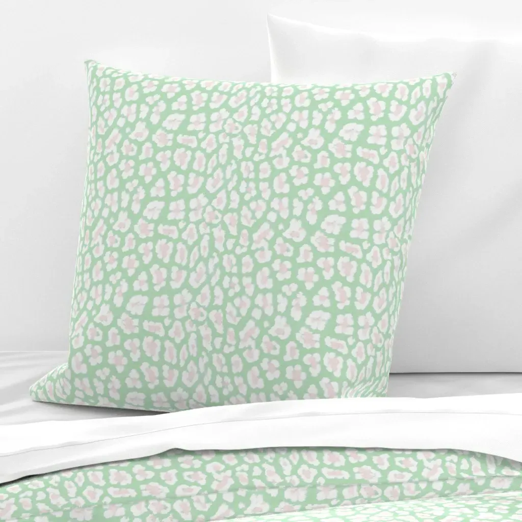 Blush and Green Leopard Euro Pillow Sham - Mint Green product