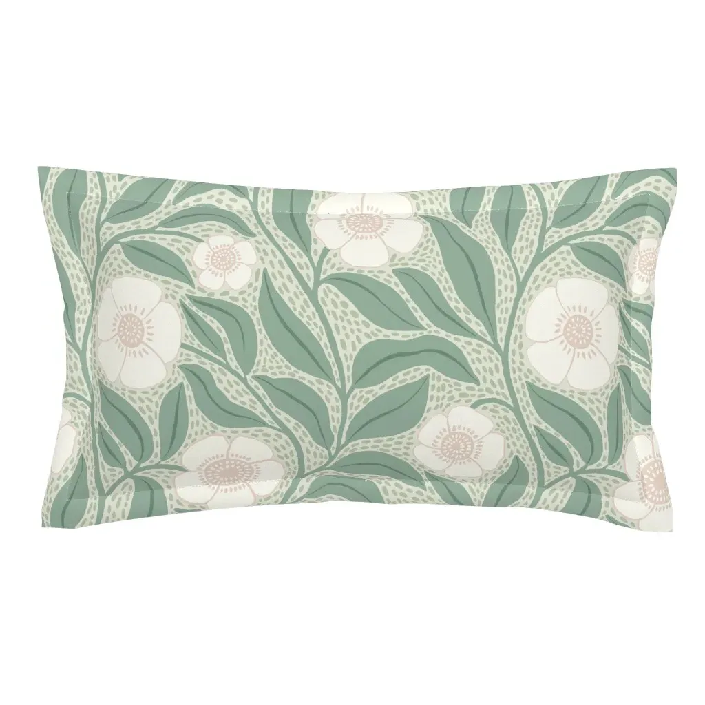 Blush Bouquet XL King Pillow Sham - Sage Green product