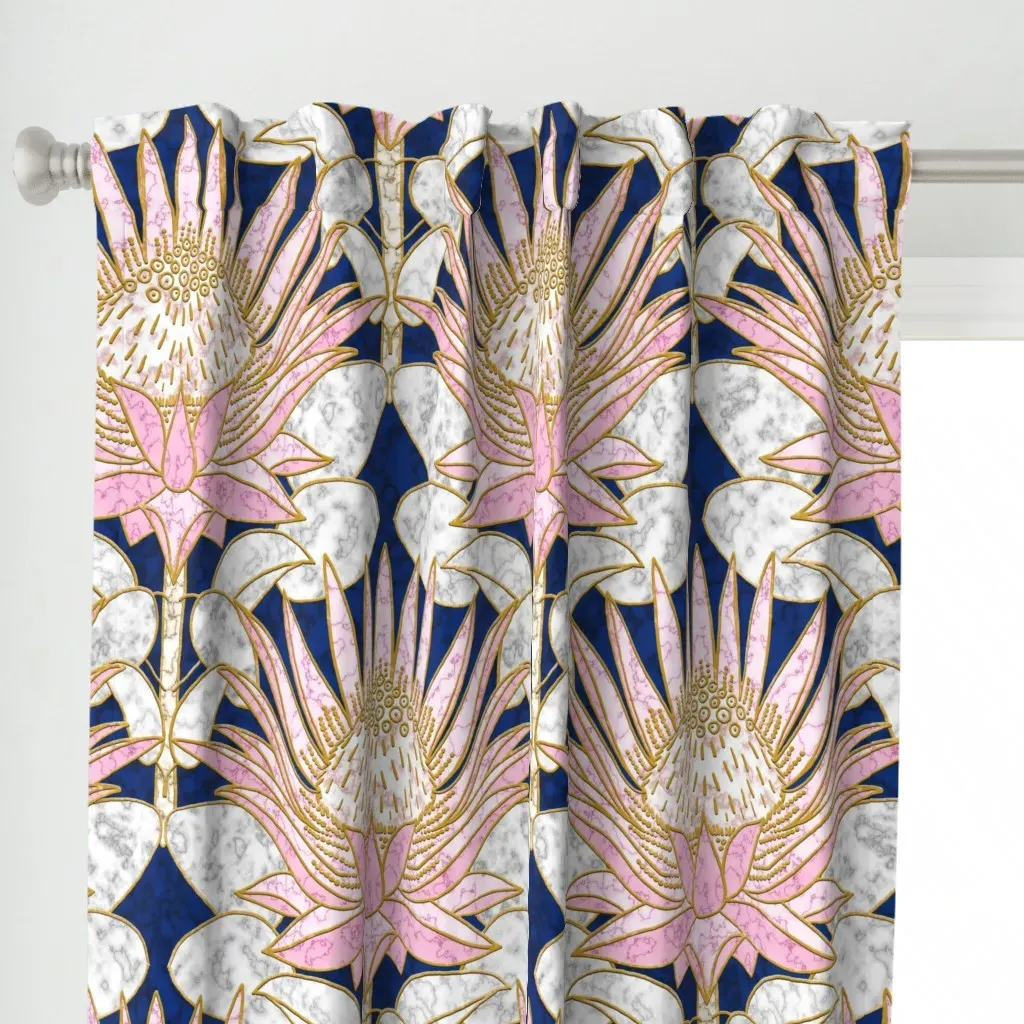 Blush King Protea Art Curtain Panel - Pink alternate view