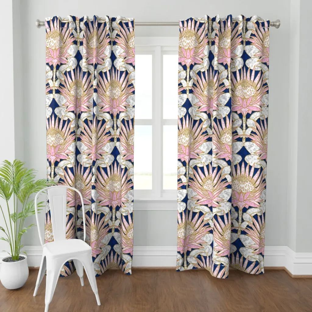Blush King Protea Art Curtain Panel - Pink product