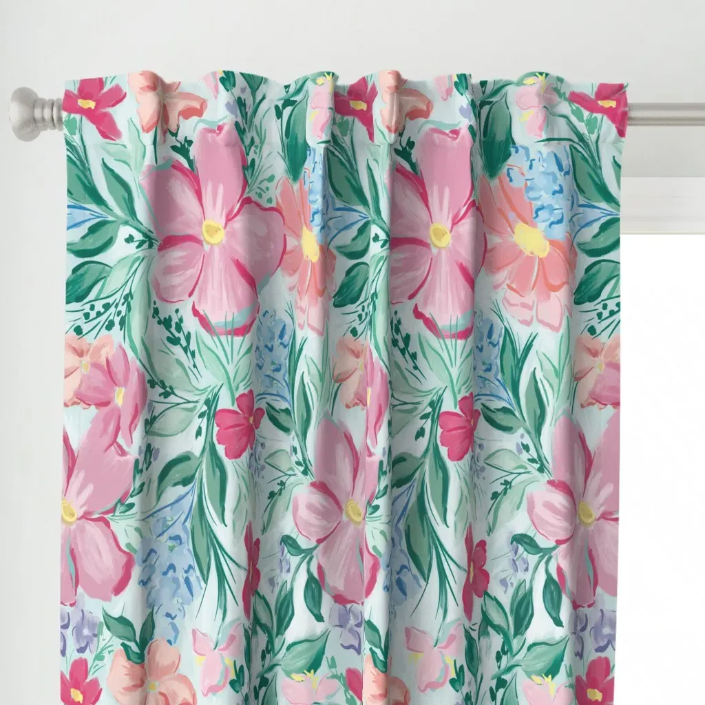 Blush Magnolia Floral Curtain Panel - Pink alternate view