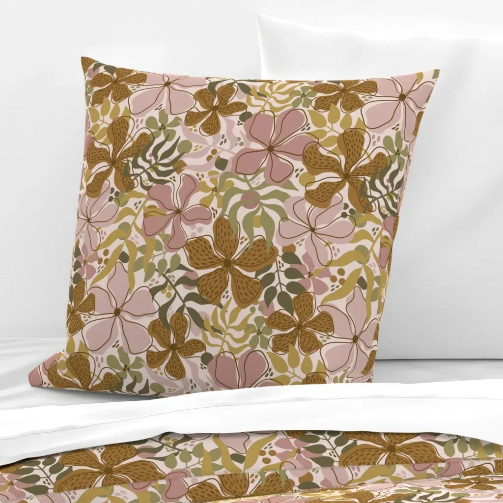 Blushing Boho Botanicals Euro Pillow Sham - Dusty Rose product