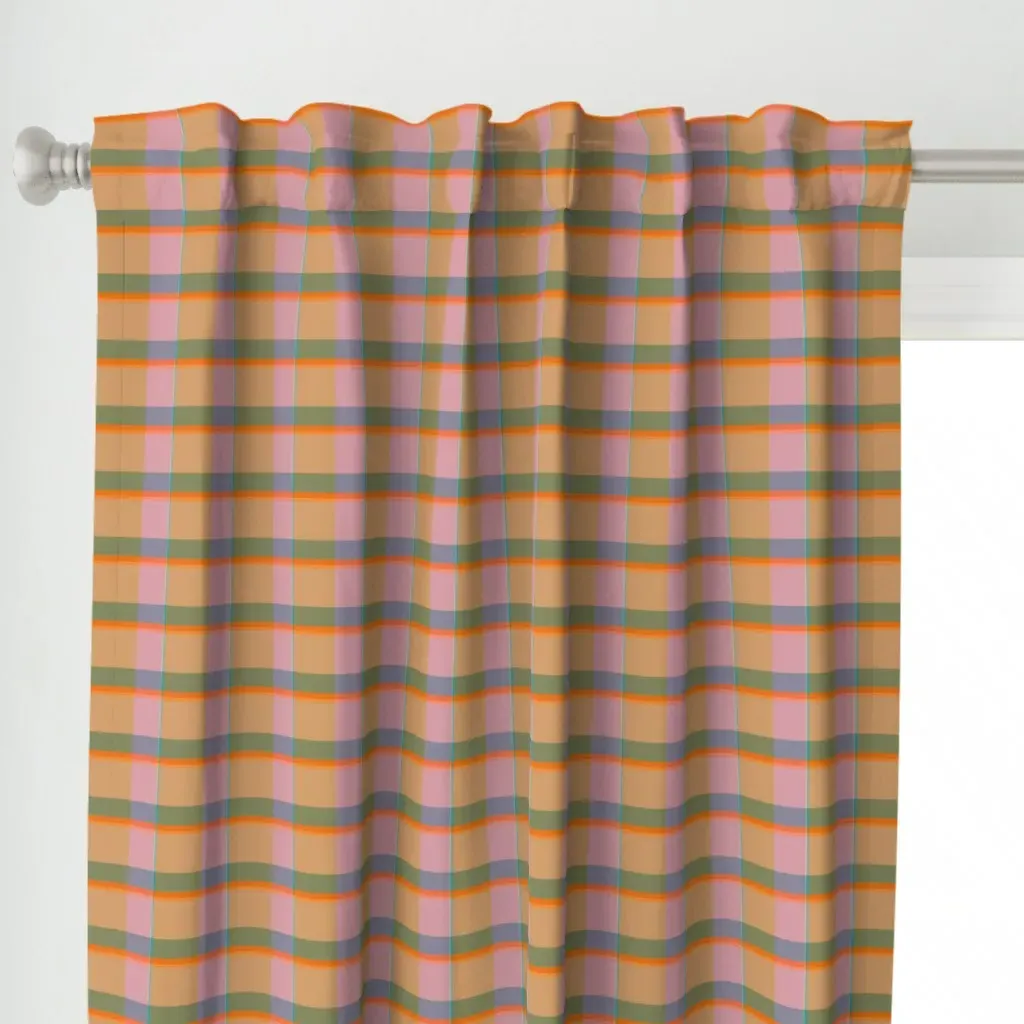 Blushing-Plaid Curtain Panel - Peach alternate view