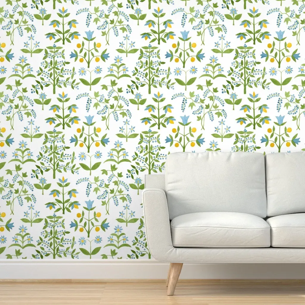 Blythe Peel and Stick Wallpaper - Green Aqua-Blue Gold product