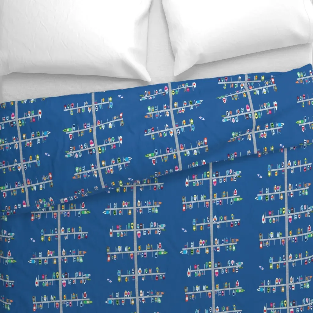 Boat Docks Cobalt Multi Duvet Cover - Blue alternate view