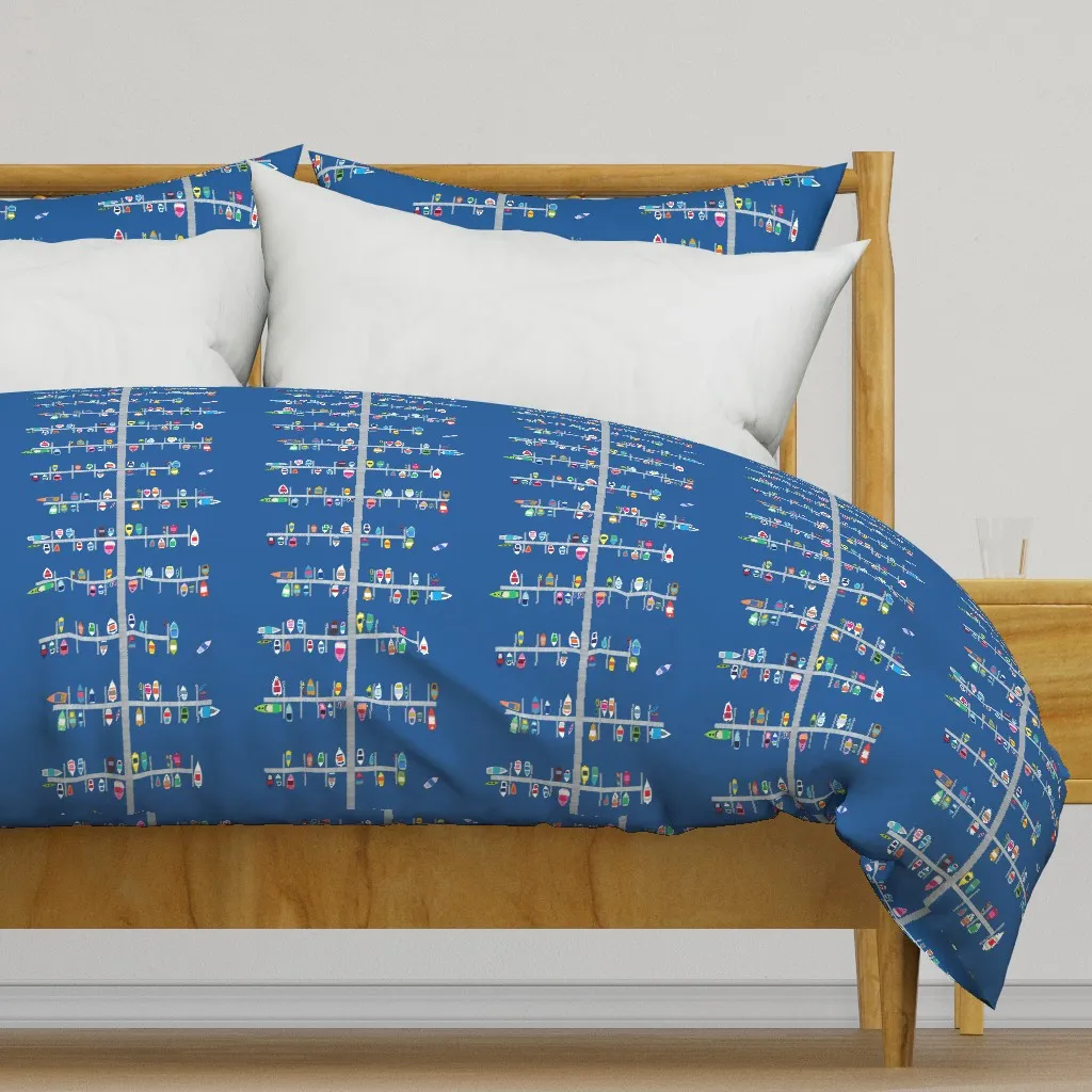 Boat Docks Cobalt Multi Duvet Cover - Blue product