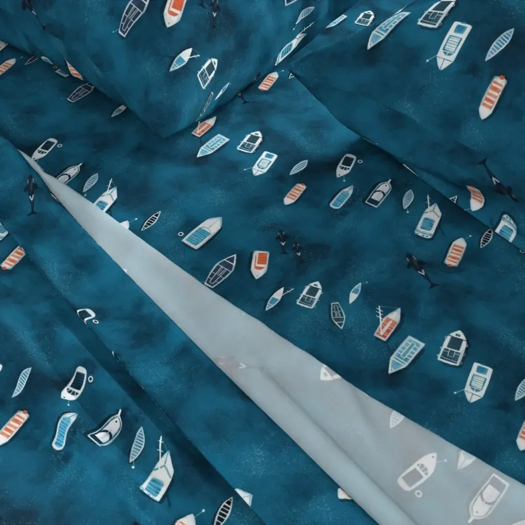Boats At Sea Queen Sheet Set - Teal alternate view