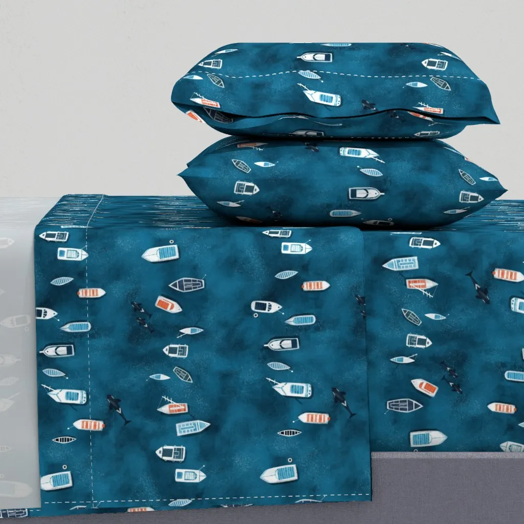 Boats At Sea Queen Sheet Set - Teal product