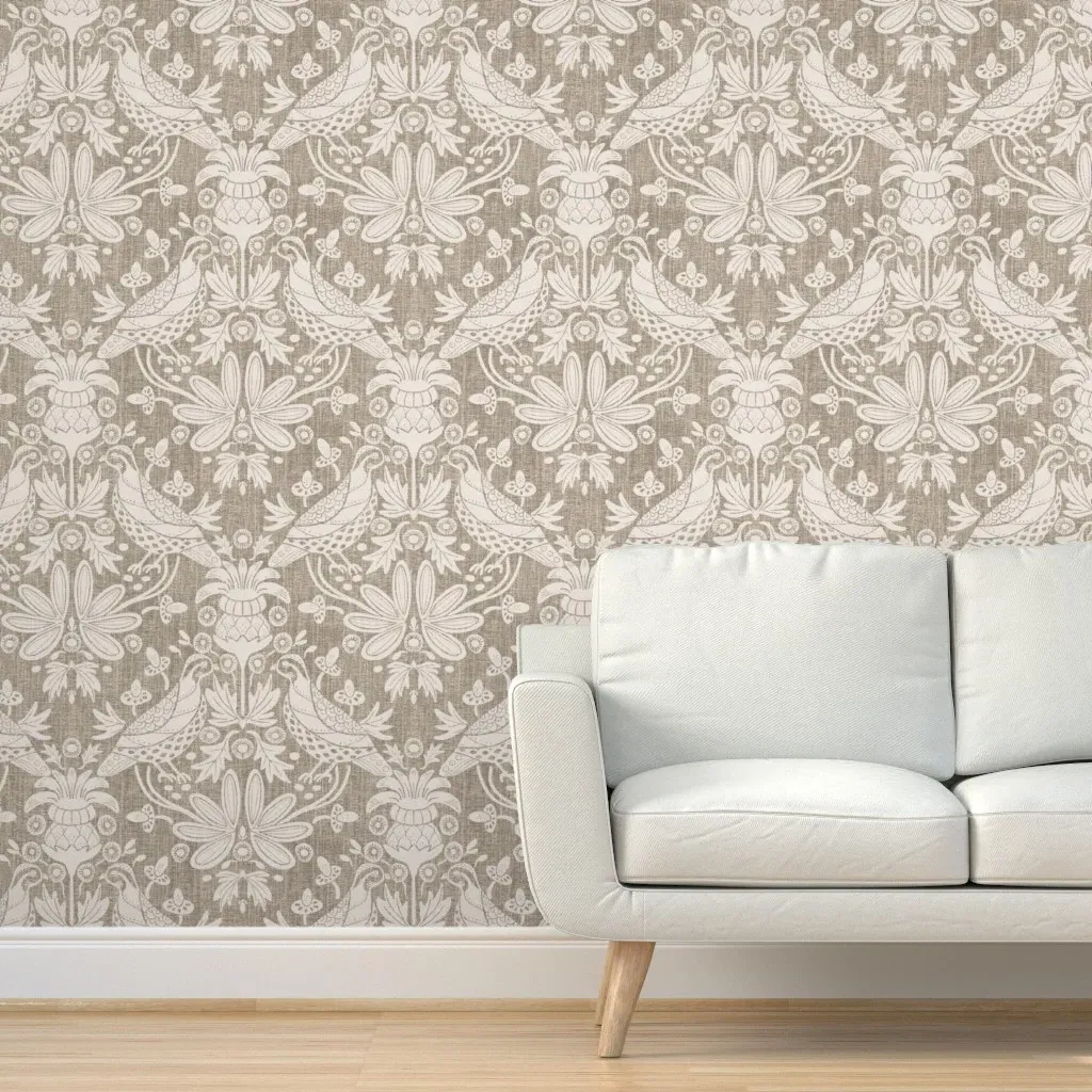 Bobwhite And Thistle Peel and Stick Wallpaper - Beige, Muslin product