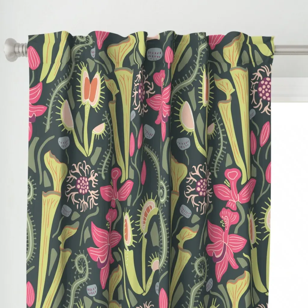Bog Garden Jumbo Dark Curtain Panel - Pink alternate view