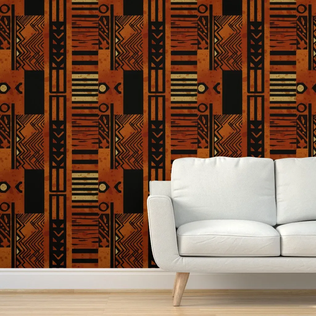 Bogolan Mudcloth Peel and Stick Wallpaper - Dark Brown product
