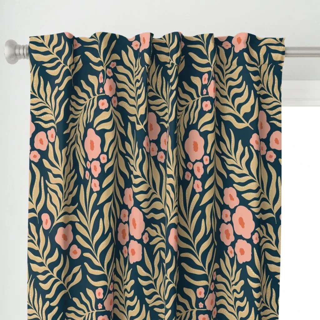 Bohemian Blooms Curtain Panel - Gold alternate view