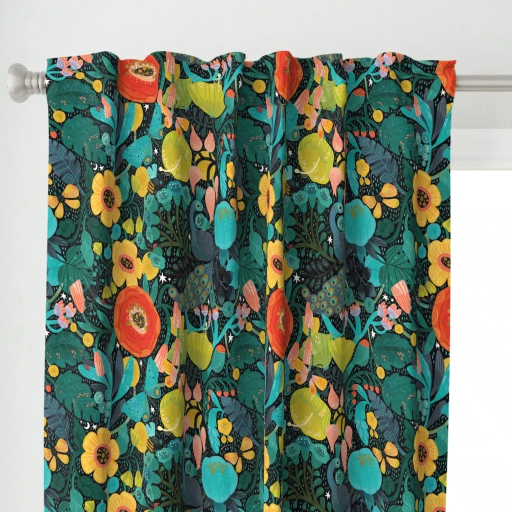 Bohemian Bop Curtain Panel - Teal alternate view