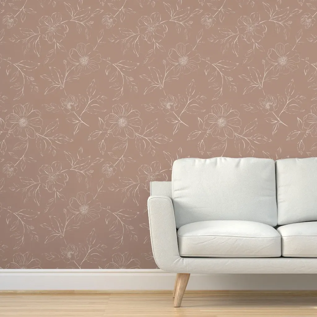 Bohemian Cottagecore Floral Peel and Stick Wallpaper - White product
