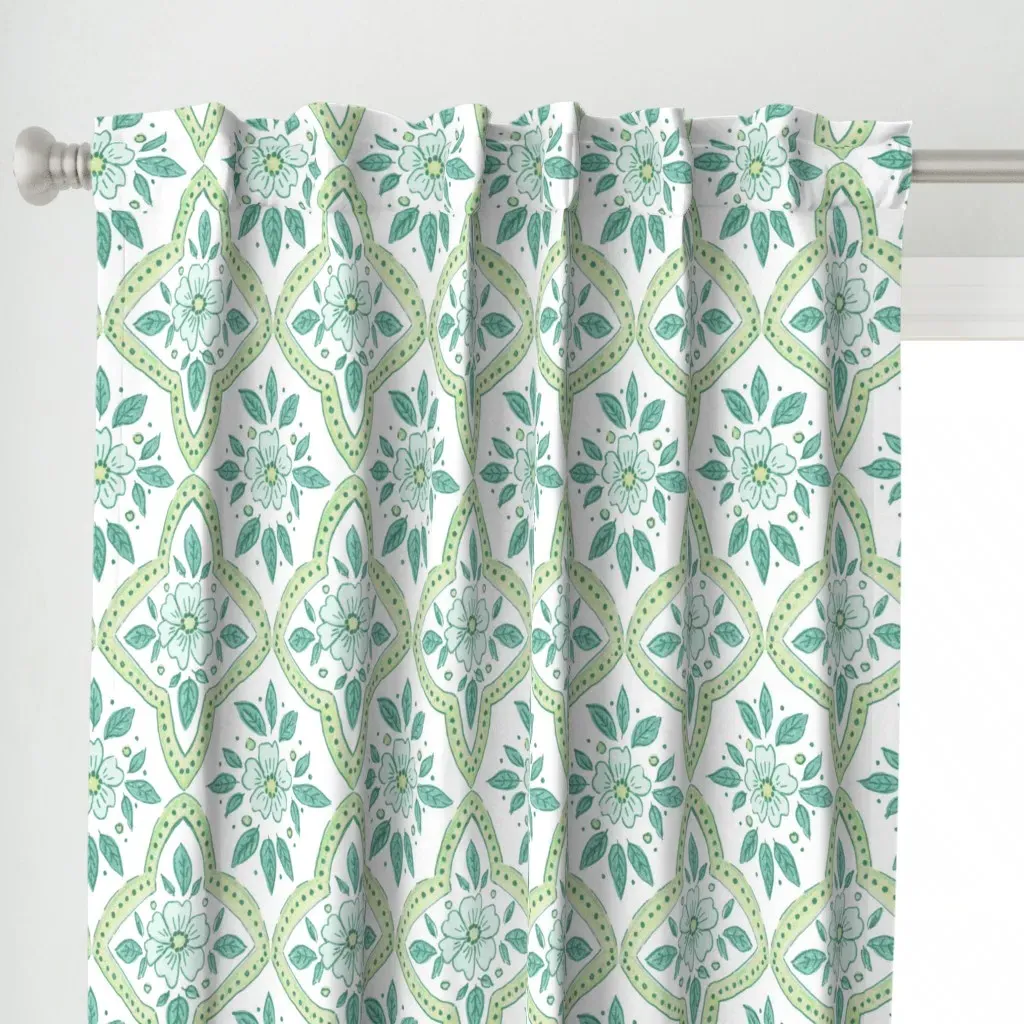 Bohemian Daydream Indian Curtain Panel - Mint Green alternate view