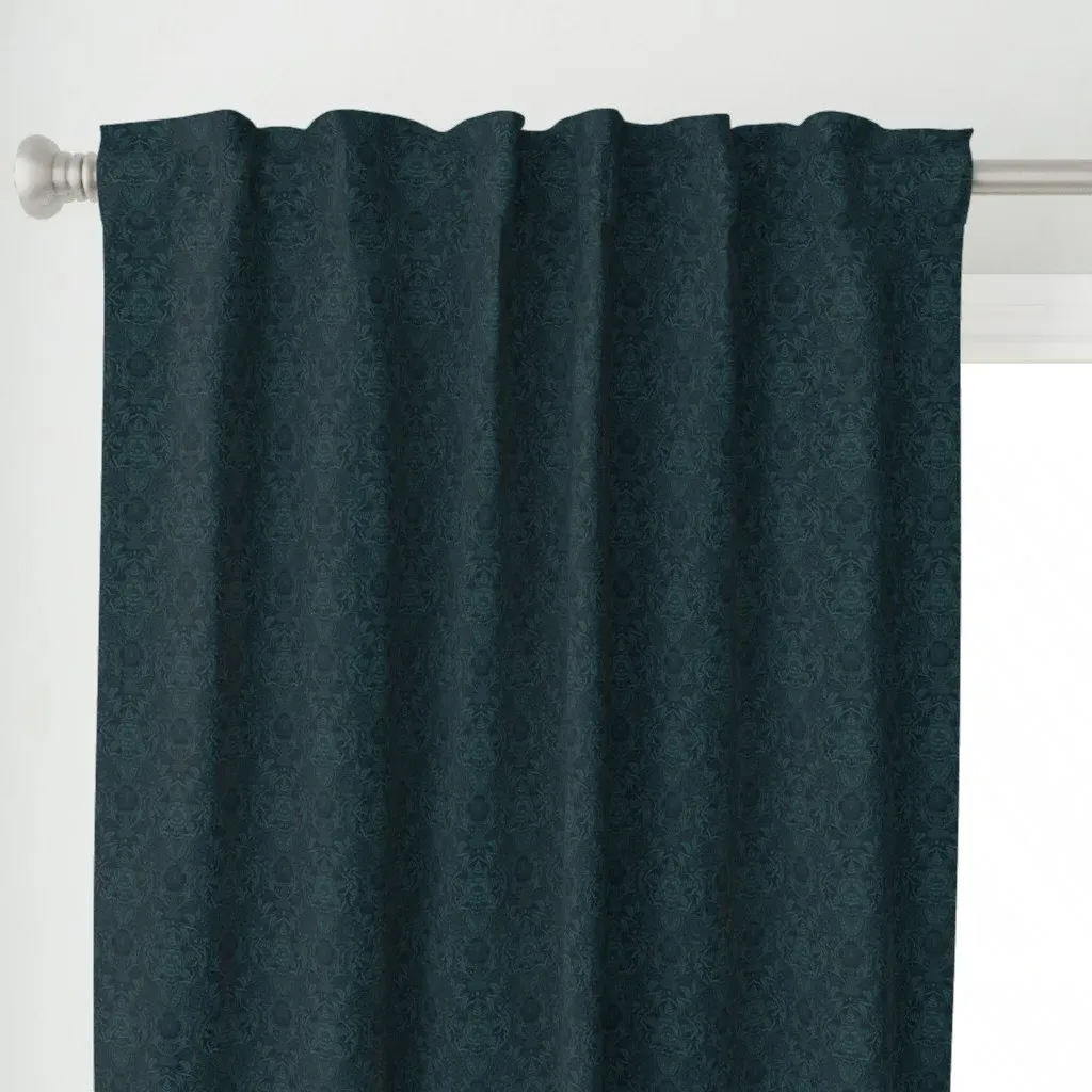 Bohemian Floral Damask Curtain Panel - Teal alternate view