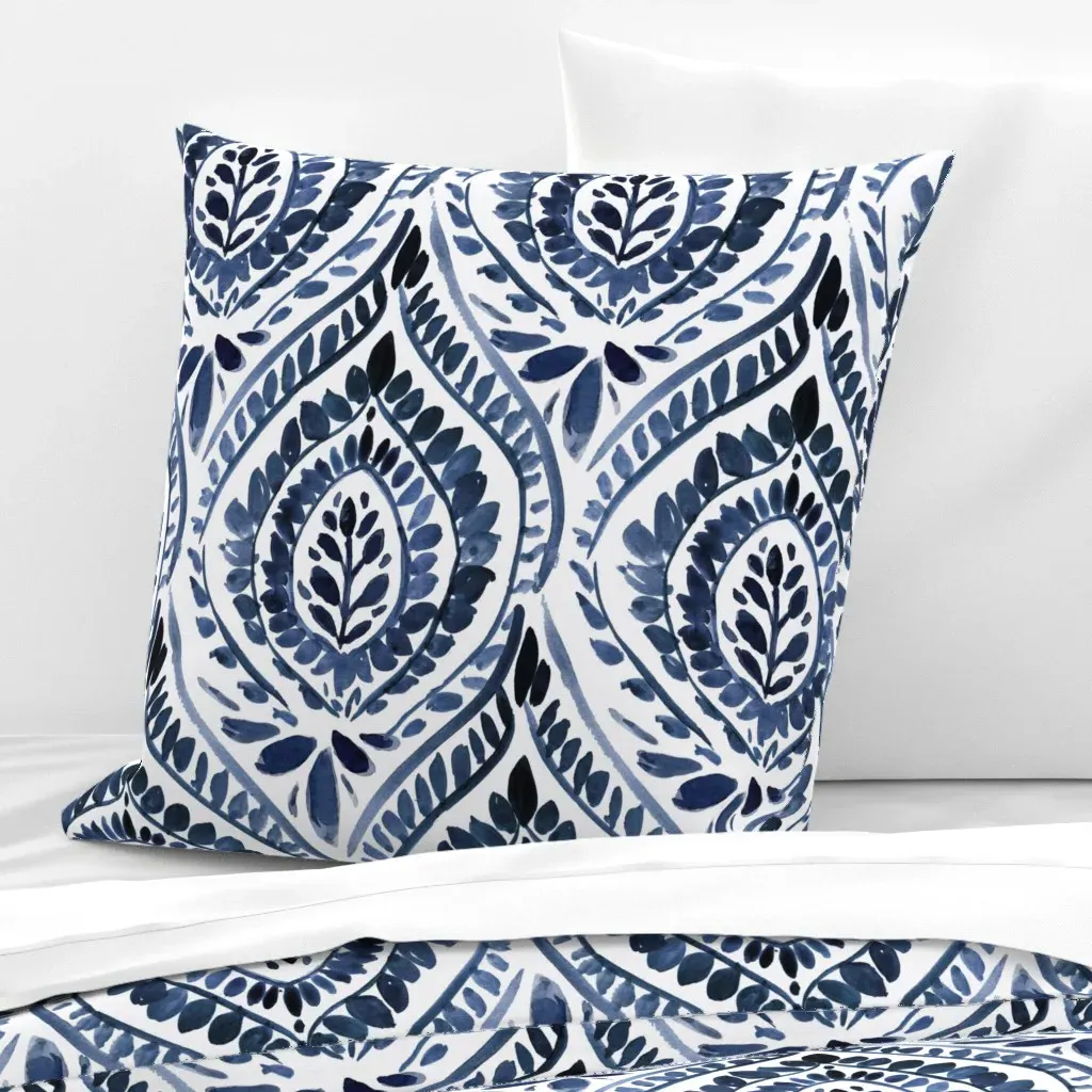 Bohemian Foli Euro Pillow Sham - Indigo, Cotton Sateen product