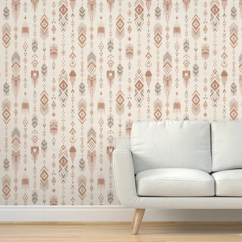 Bohemian Ikat Geometric Arrow Peel and Stick Wallpaper - Terracotta product