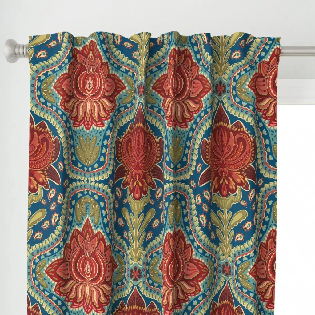 Bohemian Masala L Curtain Panel - Burgundy Red alternate view