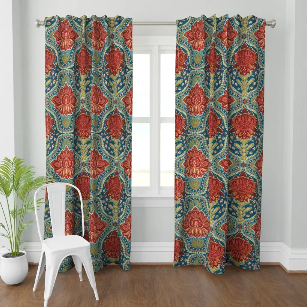 Bohemian Masala L Curtain Panel - Burgundy Red product