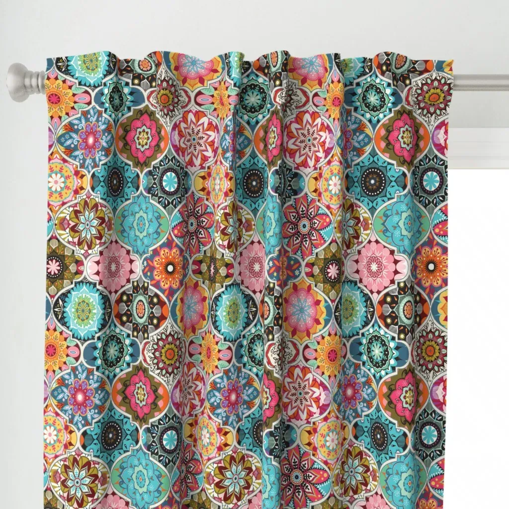 Bohemian Summer Curtain Panel - Teal alternate view